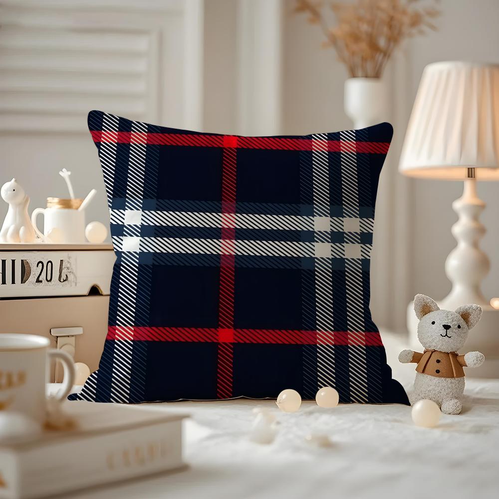 Nordic Scottish Pattern Tartan Cushion Cover Pattern Printed Pillowcase For Living Room Sofa Cushion Cover & Bedroom Decor