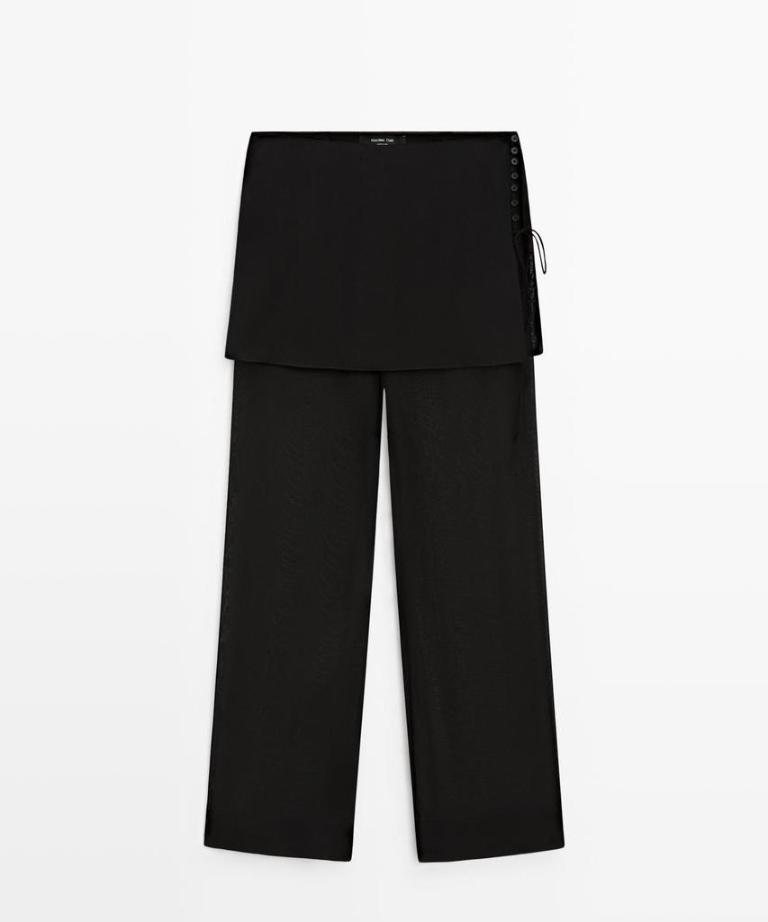 Masimodutti Fluid Contrast Silk Pants