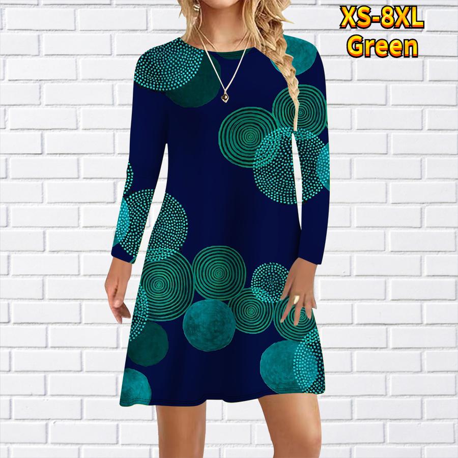 

Женское повседневное платье с принтом в виде круговой волны Платья для женщин с круглым вырезом и коротким рукавом Платье больших размеров XS жёлтый