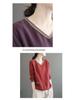 Plus Size Retro V-Neck Cotton Linen T-Shirt for Spring/Autumn - Long Sleeve, Loose Fit, Versatile Pullover for Women