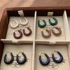 Retro Color Ring Earrings, Ear Buckles, Light Luxury, Simple Personality, Daily Advanced Commuting Versatile Atmosphere Earrings