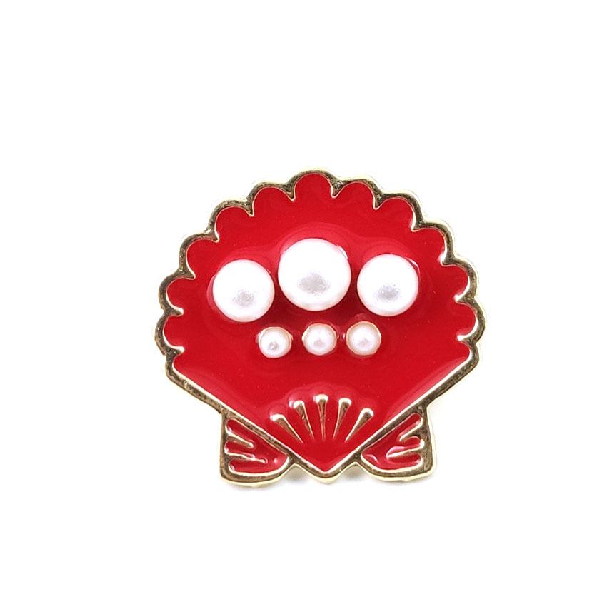 Pearl Brooch: Shell, Coconut Tree, Cactus, Pineapple, Pumpkin Carriage Badge