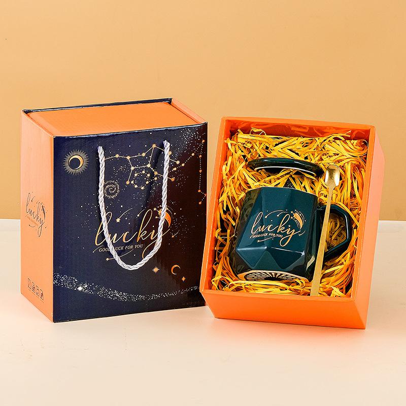 

400ml Ceramic Mug Gift Set Handheld Coffee/Tea Cup Starry Sky Mug In Gift Box