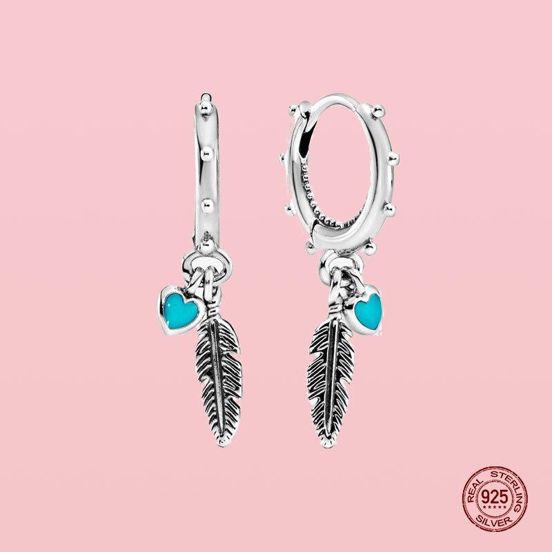 

Распродажа 100% стерлингового серебра 925 пробы серьги-гвоздики в форме пера для женщин серьги подходят оригинальные серьги ювелирные изделия Joyas