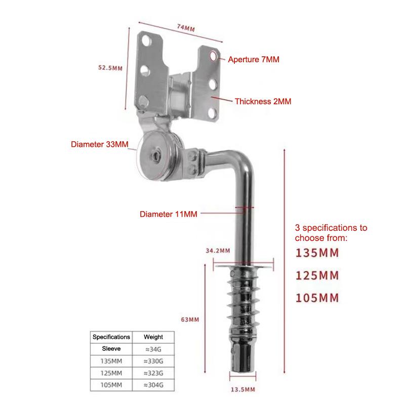 2 ks Kování pro línou pohovku Opěrka hlavy Sklopná 105-135 mm Zvedací panty Mechanismus nastavení výšky a úhlu Příslušenství k nábytku