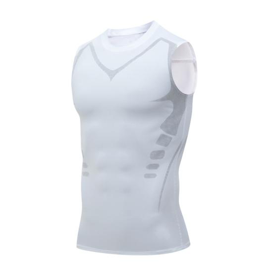 Men Fitness Vest Round Neck Sleeveless Sport Tops Breathable Fabric Camisole Vitality Enhancing Body Shaper