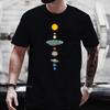 Kosmischer Sonnensystem Planeten Print Kurzarm T-Shirt Herren Lässiges T-Shirt Kleidung Locker Übergroß Sommer Polyester Oberteile T-Shirts