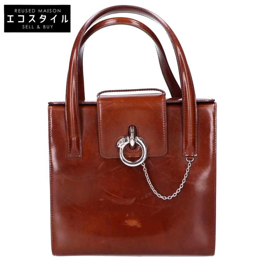 Cartier PANTHERE Vintage Leather Handbag BrownUsed