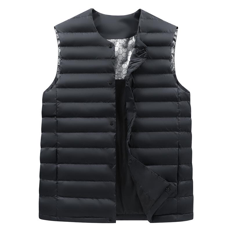2025 Winter Men's Convertible Round/V-Neck White Duck Down Short Vest