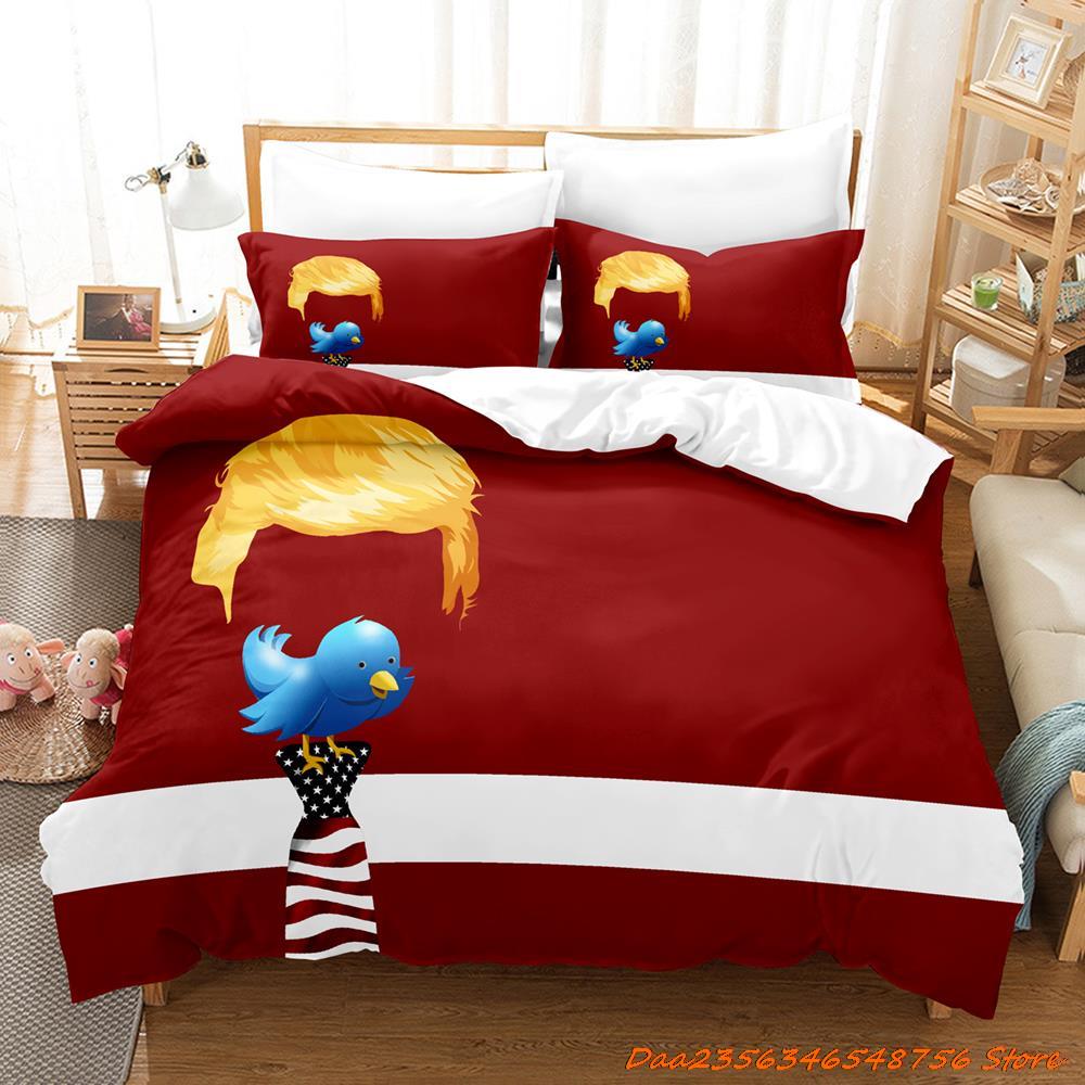 

США Трамп Постільна білизна Односпальний Двоспальний Повний Королівський Розмір Комплект для ліжка Елдюлт Дитяча Спальня Комплекти Підковдри 3D Друк Аніме Комплект Простирадла AU Single(140x210cm)