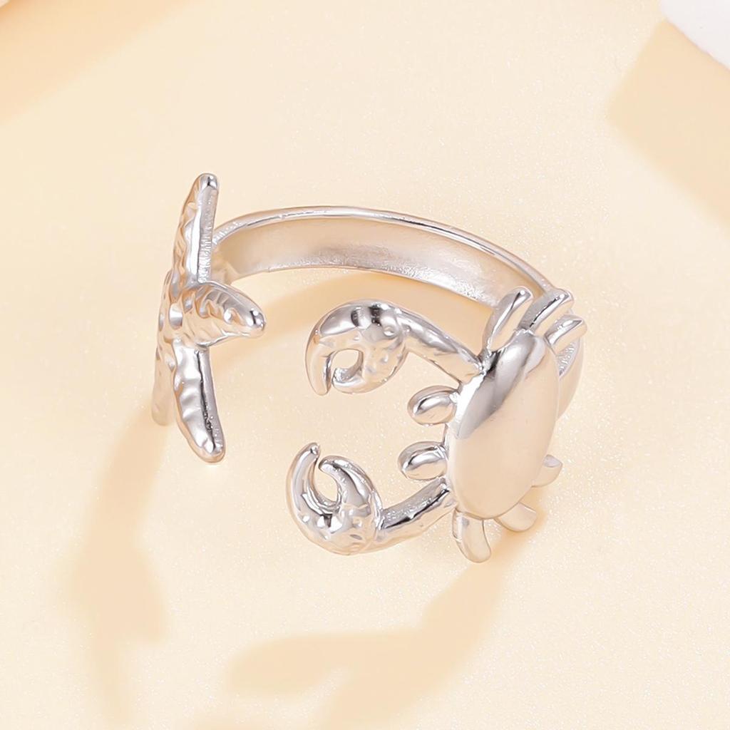 Casual Ocean Series Starfish Shell Stainless Steel Openable Ring - Hot Selling