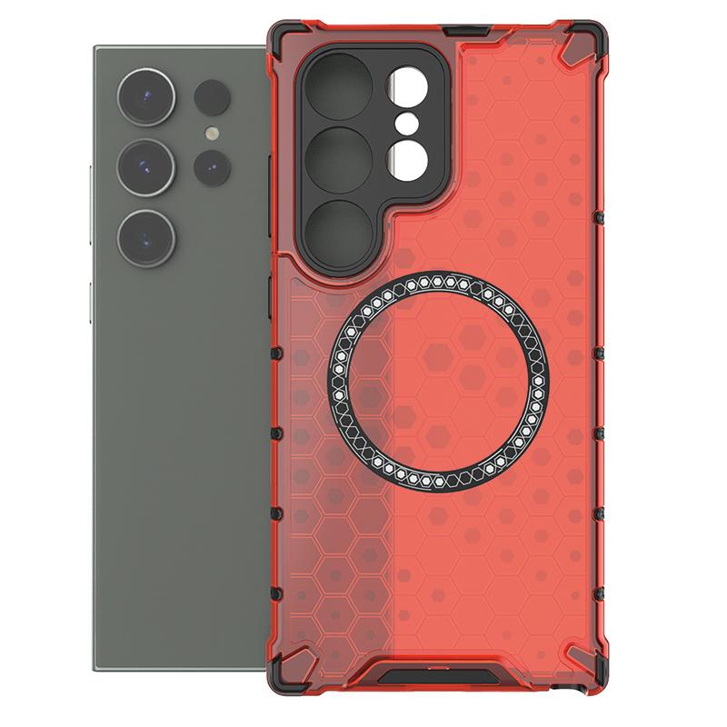 Magnetic Wireless Charging Armor Airbag Case For Samsung Galaxy S23 S24 Plus Ultra FE A35 A55 5G PC TPU Rubber Shockproof Cover