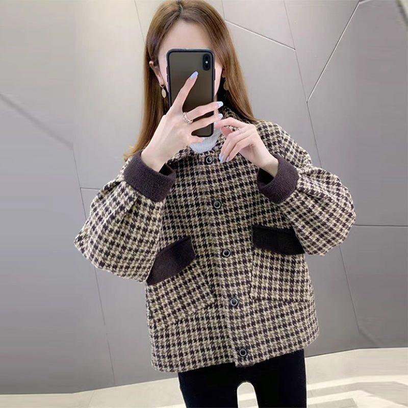 Women's Autumn 2025 Fleece-Lined Wool Jacket: Korean & British Style, Loose Fit, Slimming, Casual Blazer.