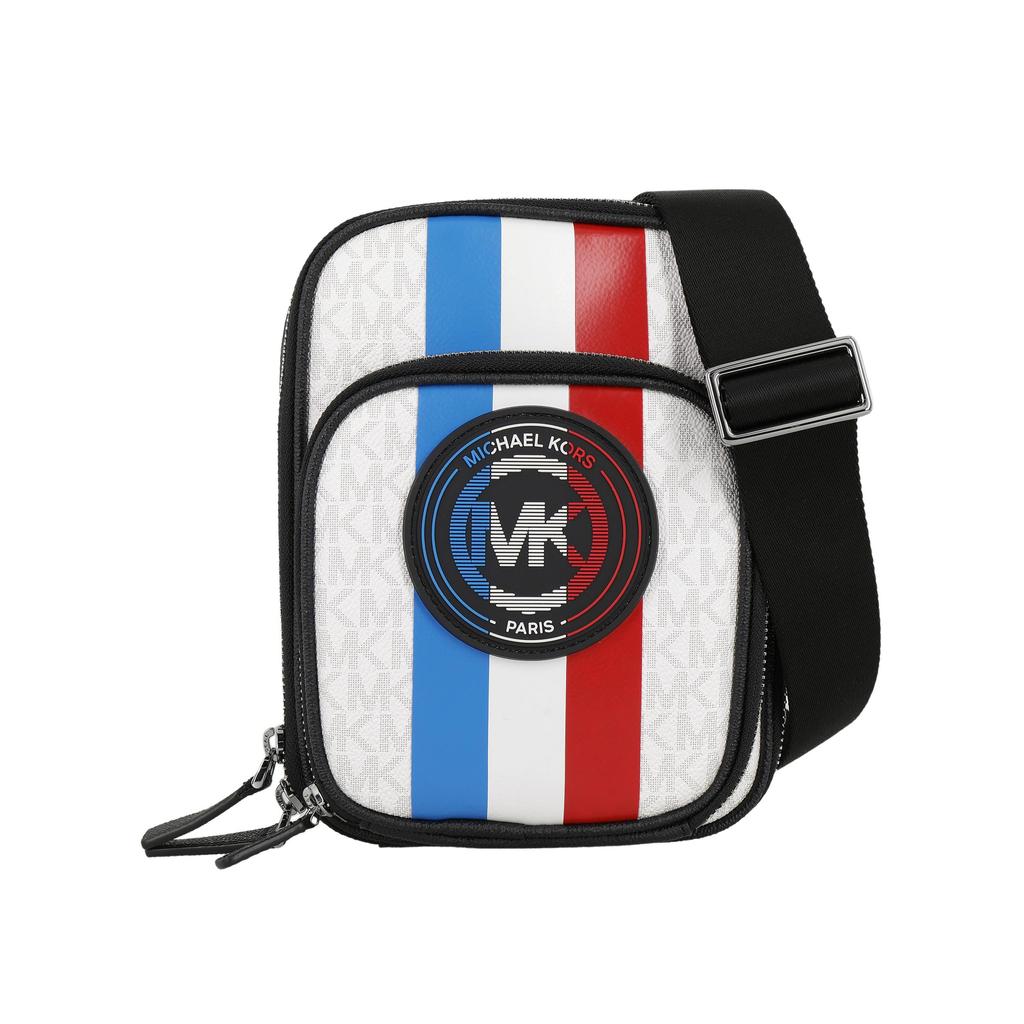 Michael Kors MK Cooper Color Block Zipper Closure Shoulder Bag Men Shoulder Bag White Black Blue 37S2LCOM1X-119