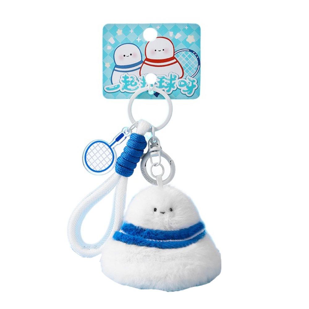 

Cartoon Badminton Couple Keychains Plush Keyring Badminton Plush Toy Keychain Unisex blue