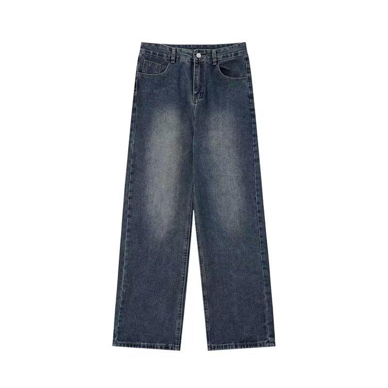 American Retro Old Washing Straight Jeans Men's Spring and Autumn New Loose Wide-leg Casual Trousers