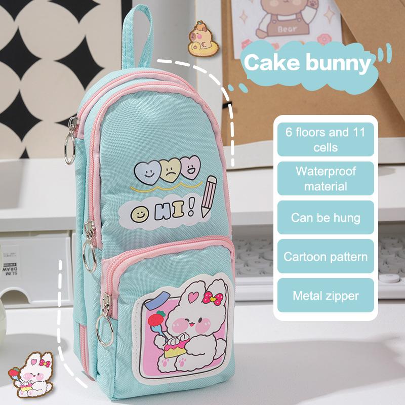 

Пенал-рюкзак большой вместимости с капибарой, мультяшный пенал, милая сумка для хранения канцелярских принадлежностей, кавайный пенал на молнии синий