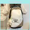 Stylish Letter Embroidered Backpack With Spliced Design For Campus Travel And
