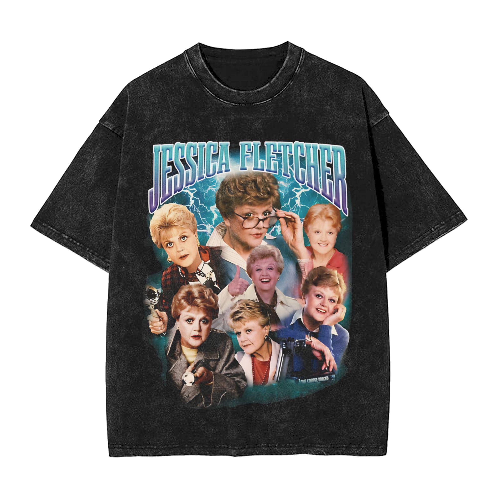 Bootleg S RETRO STYLE JESSICA FLETCHER RAP Washed T Shirts Streetwear TShirts Murder She Wrote Tees Cotton Oversize Summer S