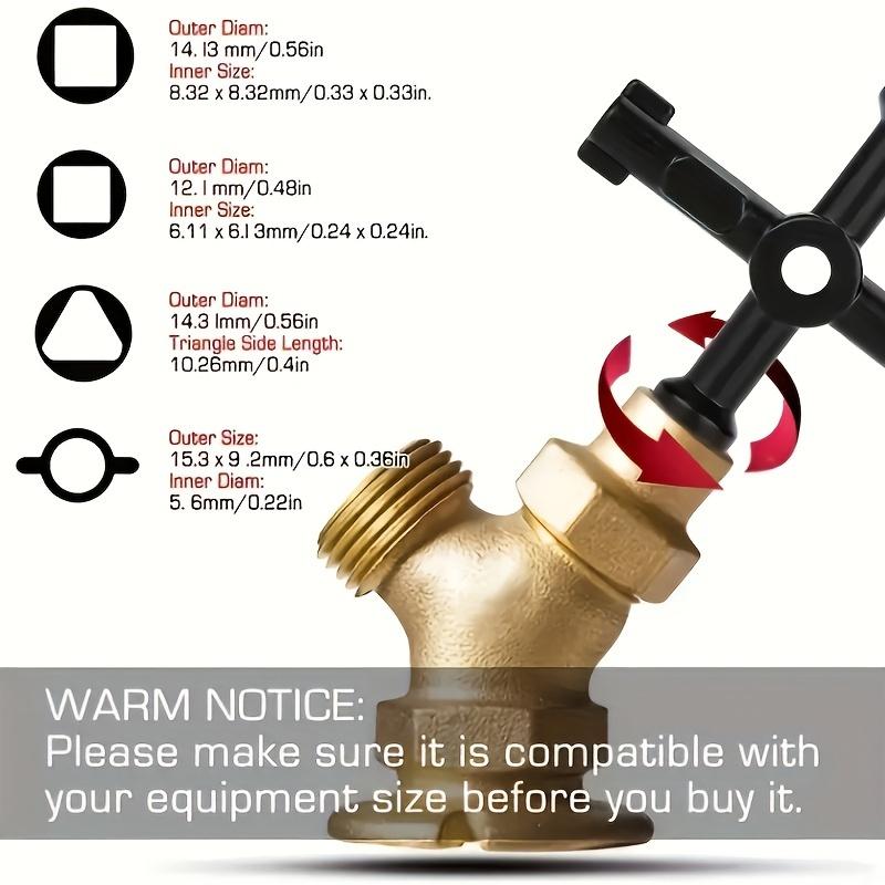 4-Directional High-Carbon Steel Keyless Key Wrench Multi-Functional Inner Triangular Ratchet Tool for Water Valve, Door Locks & Precision Adjustments