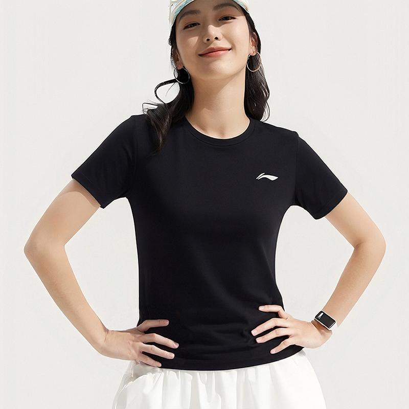 Li Ning T Shirts Women's Black Crew Neck ATSW838-1