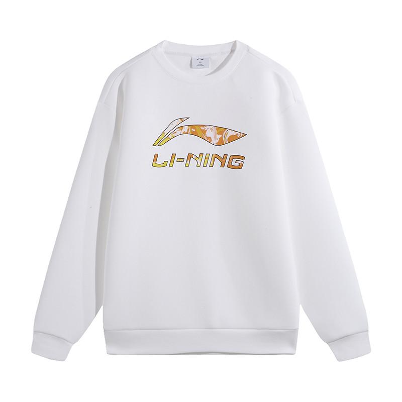Li Ning Letter Logo Print Crew Neck Pullover Long Sleeve Soft Comfortable Sweatshirt Set Men sweatshirt set AWDVH35-8+AKLUE31-1