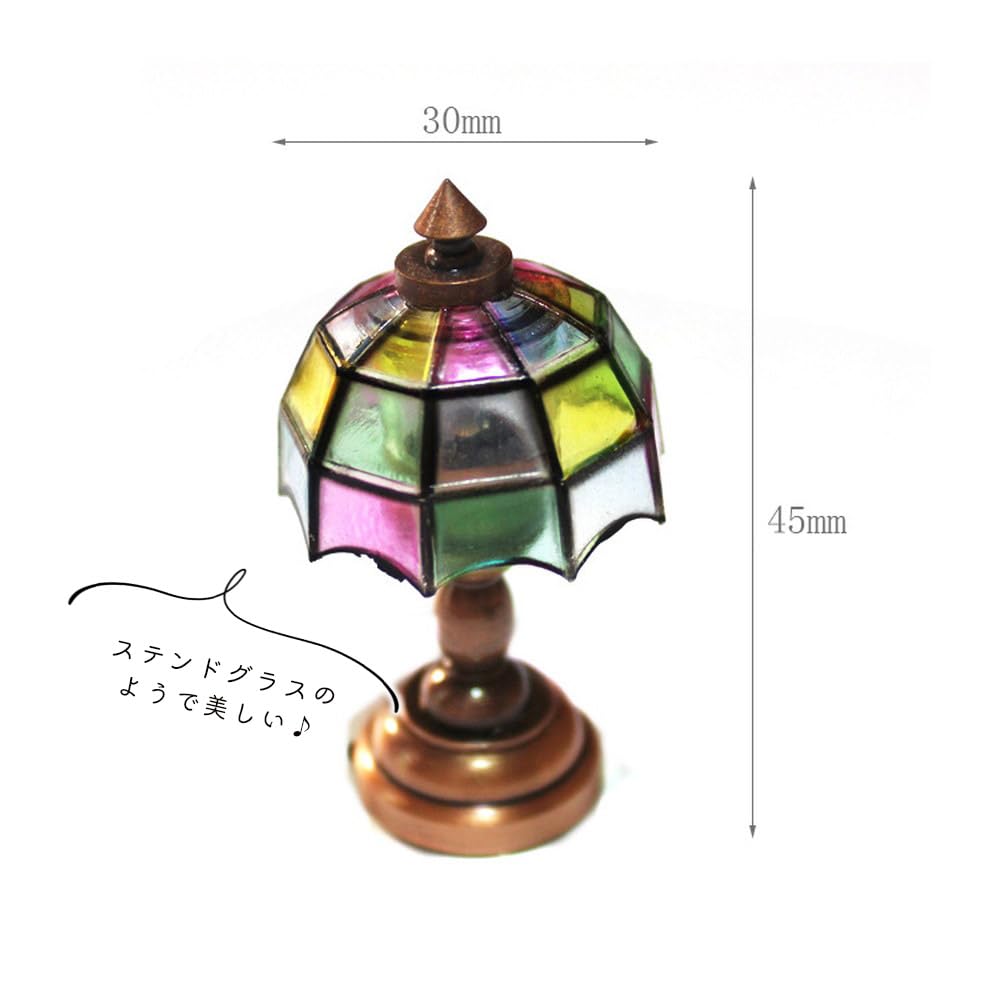 Moin Moin Miniature Scale Wireless Stand Lamp with Real Light Doll Stained Glass Bedside Night Lamp 1/6 / Furniture, Accessories, Lamp, (Product Code