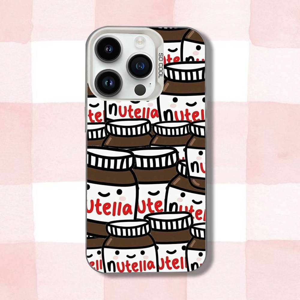 

N-Nutellas C-Chocolate Art Phone Case For iPhone 16,15,14,13,12,11,Pro,XS,Max,Plus,Mini,SE White Candy Matte Shockproof Cover iPhone13