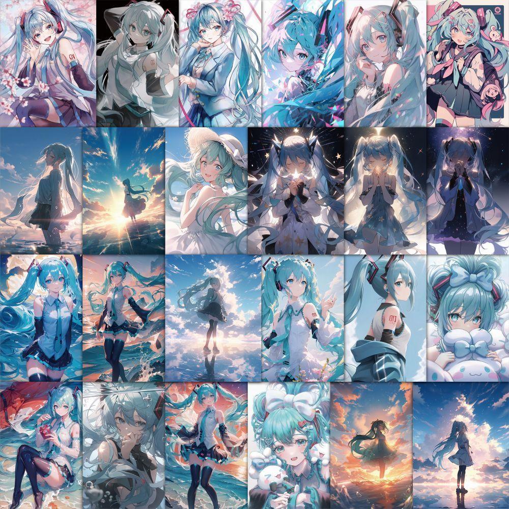 63PCS of Hatsune Miku Stickers for Anime and Cartoon-themed Water Bottles, Tablet PCs, and Waterproof Decorative Stickers