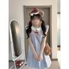 Summer Wear Small Shirt Skirt Women's College Plaid Splicing Loose Doll Collar Small Flying Sleeve Dress