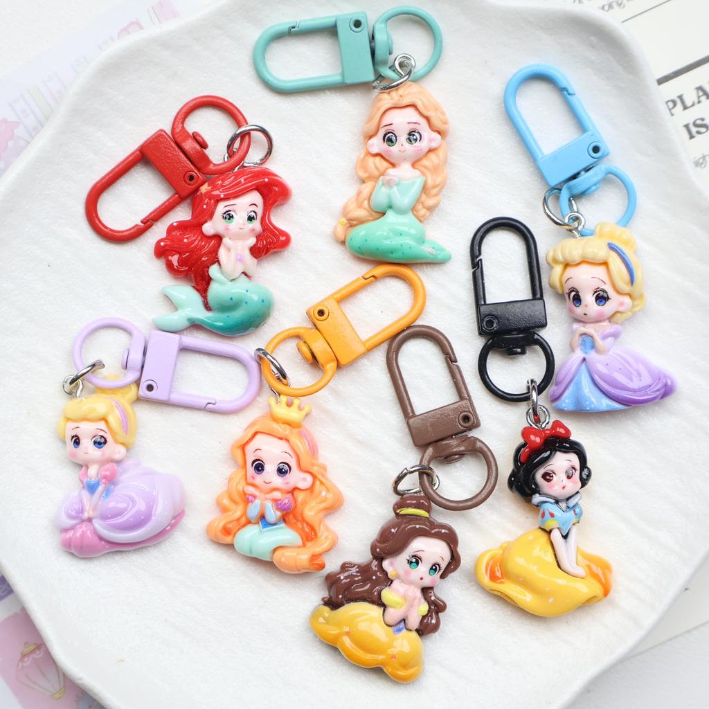 Cartoon Resin Mermaid Princess Keychain - Cute Backpack/Bags Ornament and Gift