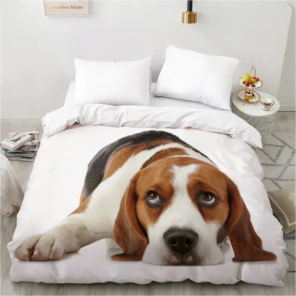 Animal Lie Down Dog Pet Bedding Set Boys Girls Twin Queen Size Duvet Cover Pillowcase Bed Kids Adult Fashion Home Textileextile