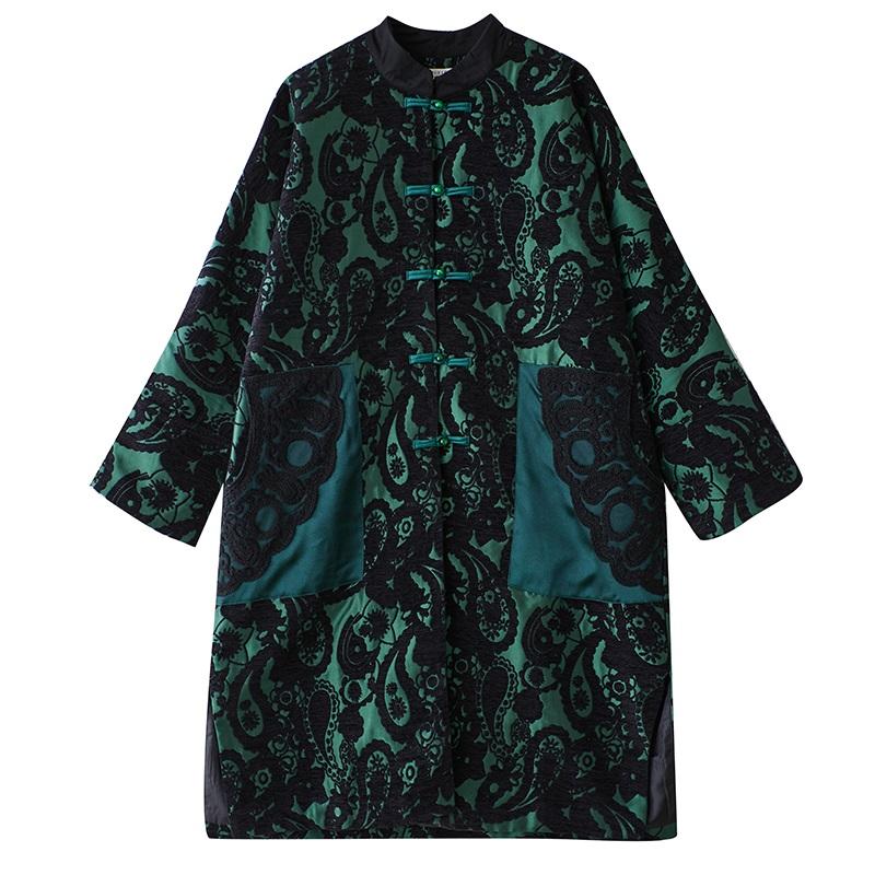 Herbst Frühling Baumwolle übergroß Vintage floral Oberbekleidung Damen lässig locker lange Jacke Mantel