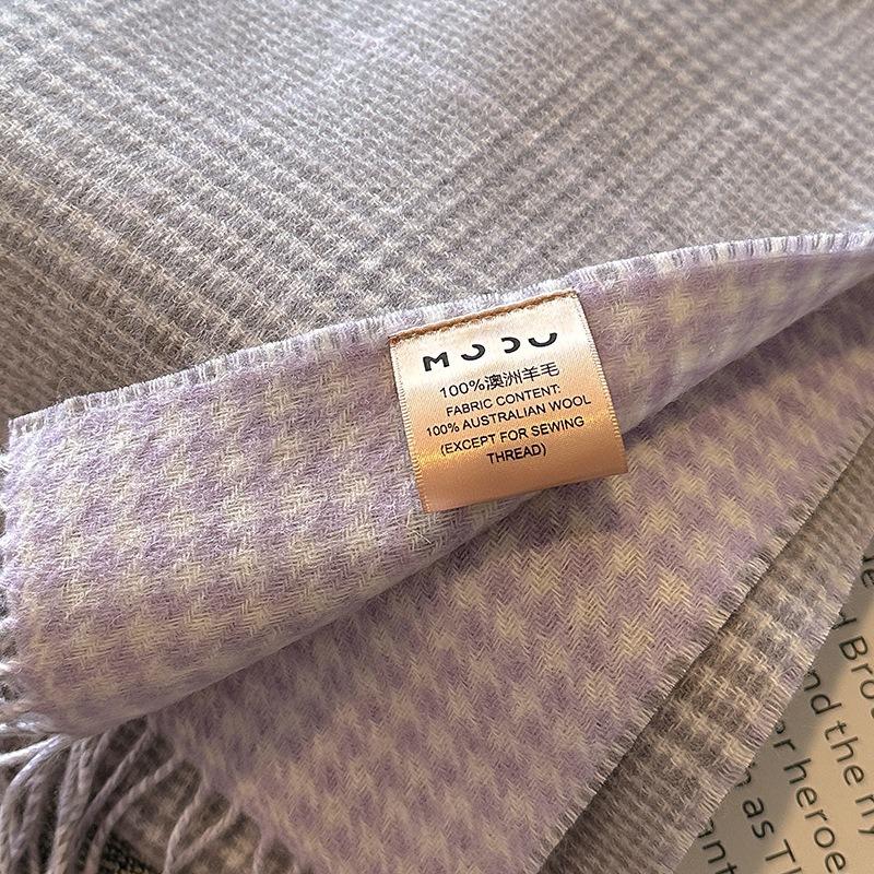 Pure Wool Classic Scarf Women's Winter Versatile Thickened Long Shawl Dual-purpose Male and Female Couples