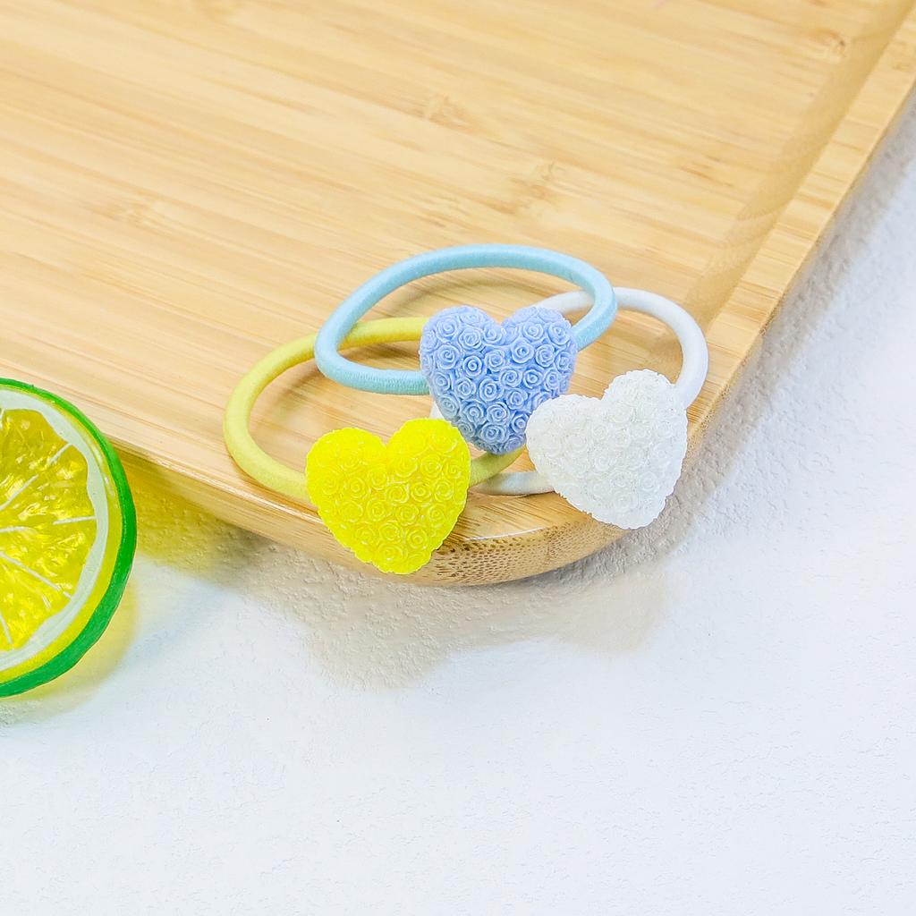 Cute Girls Elastic Hair Ties Heart Hairbands Ponytail Holder Headbands Kids Floral Hair Ties Scrunchies Women Hair Accessories