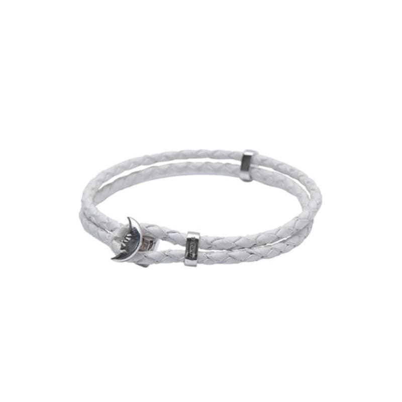 Aphrose Sea Otter Face Pendant Leather Bracelet (White)