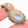 Natural Dendrite Opal TwoTone 925 Solid Sterling Silver Gift Pendant 1.50" U2Y49