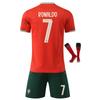Kids Soccer Jersey Portugal Ronaldo No.7 Red Breathable Quick-Dry Training Match Shirt