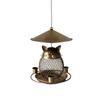 Outdoor Cat Bird Feeding Device With Cover Hanging Metal Iron Crafts For Courtyard Garden