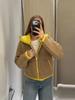 Contrast Knitted Cardigan Jackets Women Elegant Long Sleeve Pockets Zipper Sweater 2026 Spring New Street Lady Chic Outwears