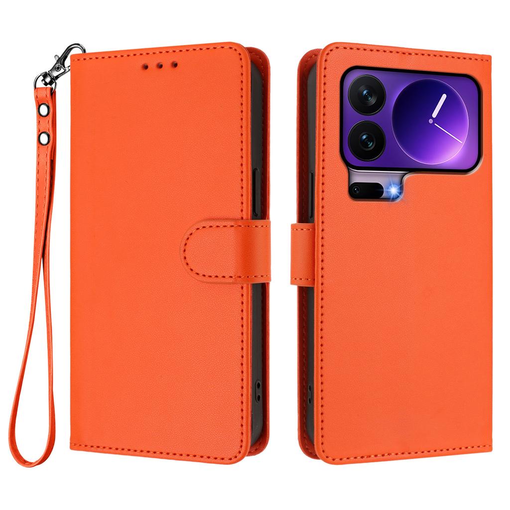 For Xiaomi 17 Pro Leather Case Wallet Stand Phone Cover with Wrist Strap