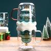 BORREY Weihnachtstasse, transparent, doppelt, Verbrühschutz, Glas, Weihnachtsbaum, Stern, Kaffee, Milch, Saftbecher, Weihnachtsgeschenk für Kinder