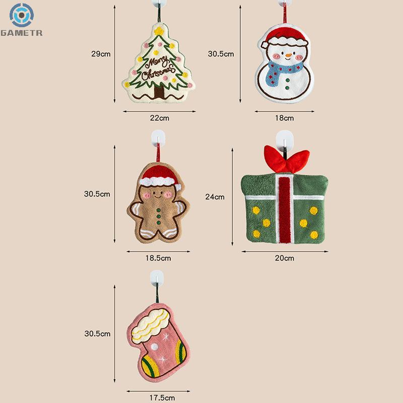 1PC Christmas Hand Towel Cartoon Gingerbread Man Snowman Socks Christmas Tree Gift Box Coral Fleece Towel Cleaning Cloth Rag