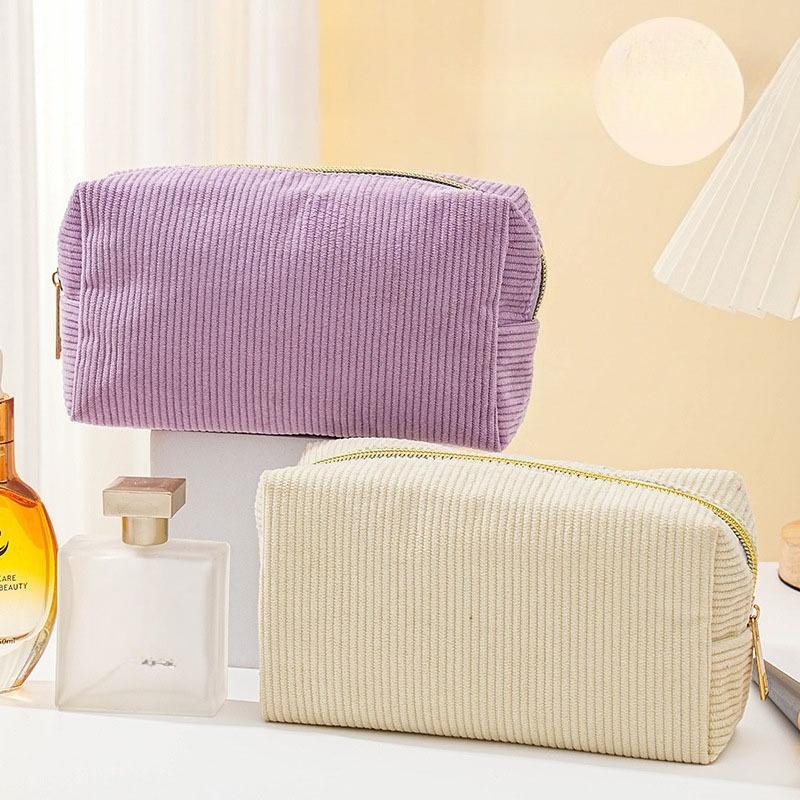 Niedliche Cord Kosmetiktasche für Mädchen Geräumige Make-up-Tasche Strapazierfähiger Schreibwaren-Organizer Federmäppchen Schul- Bürobedarf