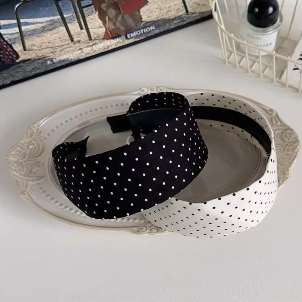 Retro Polka Dot Wide Edge Headband Black White Wide-Edge Hair Hoop Retro Style Fashion Headband Hair Accessories