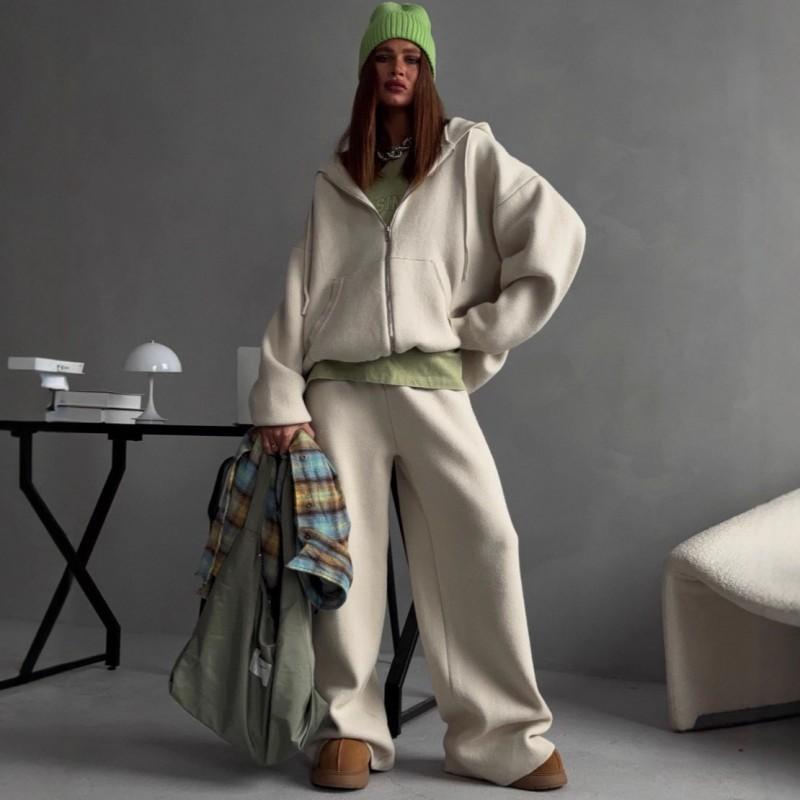 Ins Women's Clothing Fashionable Long-sleeved Knitted Cardigan Trousers Sports Two-piece Casual Suit Women