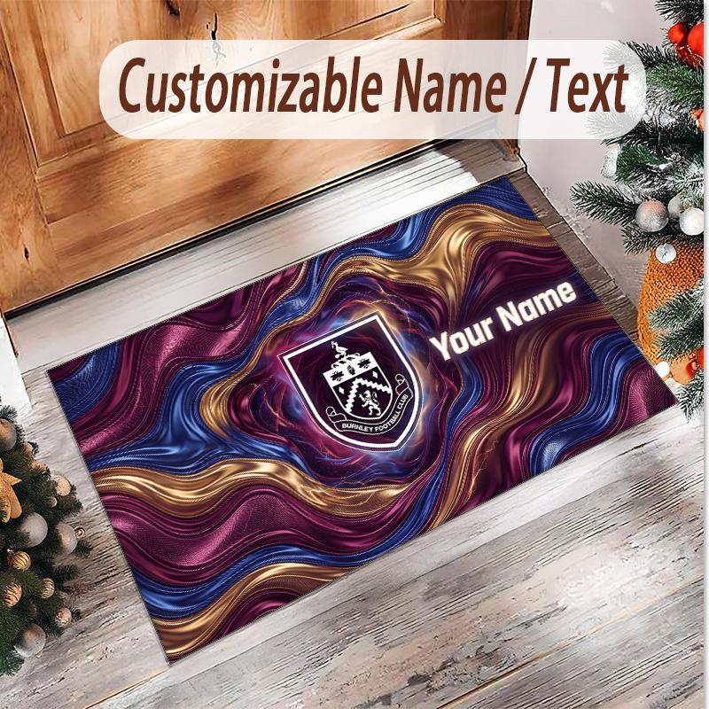 Personalized Crystal Velvet Carpet Burnley Football Pattern Non Slip Floor Rug