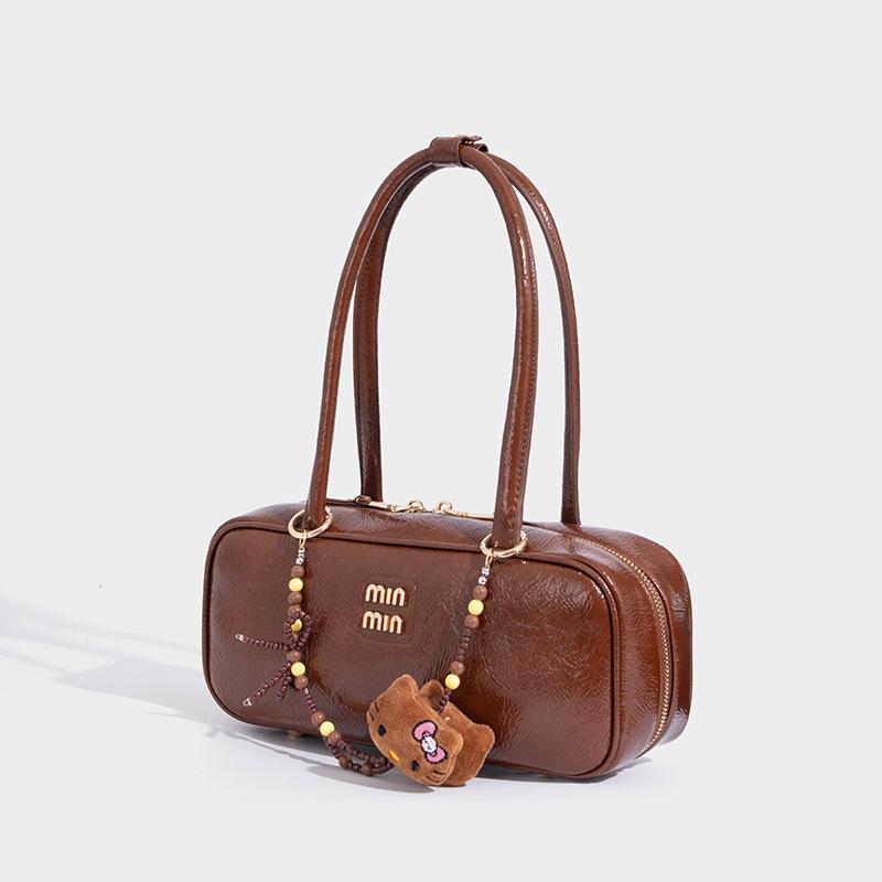 Vintage Lackleder Bowlingtasche 2025 Neue Vielseitige Unterarmtasche Einzelne Schulterhandtasche Hochwertige Boston-Tasche