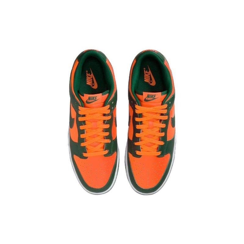 Nike Dunk Low Retro Miami Hurricanes Men Low Top Skate Shoes Orange Green DD1391-300