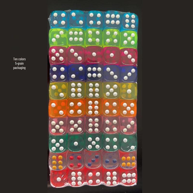 14mm Transparent Six-Sided Dice Set with Rounded Corners - Game Accessories